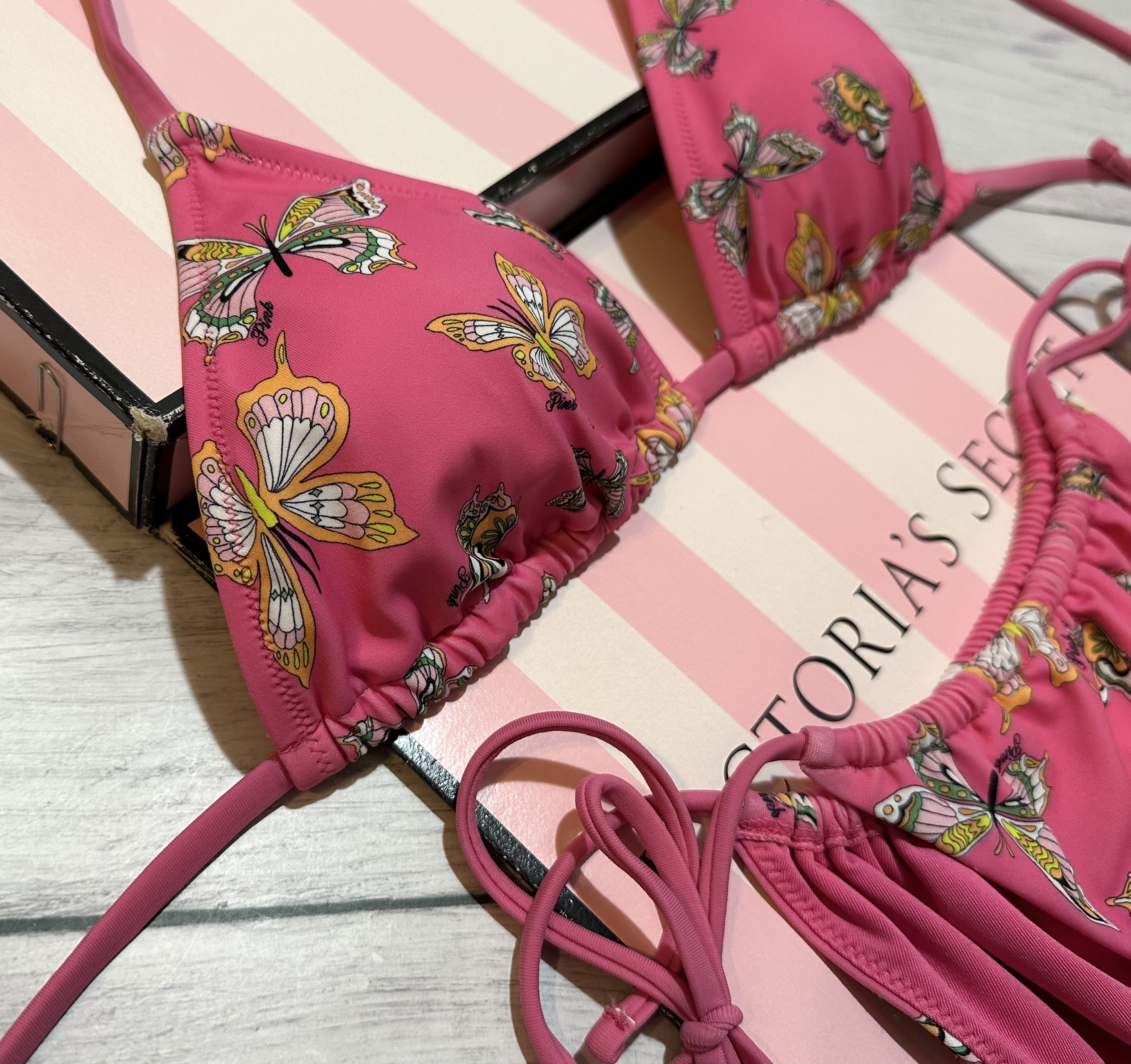 Victoria’s Secret PINK Swim Triangle String Bikini Set Butterfly , view 3